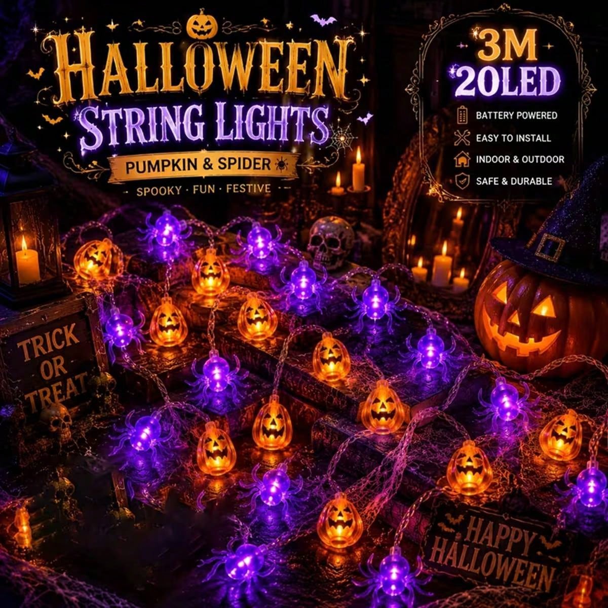 Outdoor Power Jack - 1 szt. Halloweenowa dynia z 10/20
